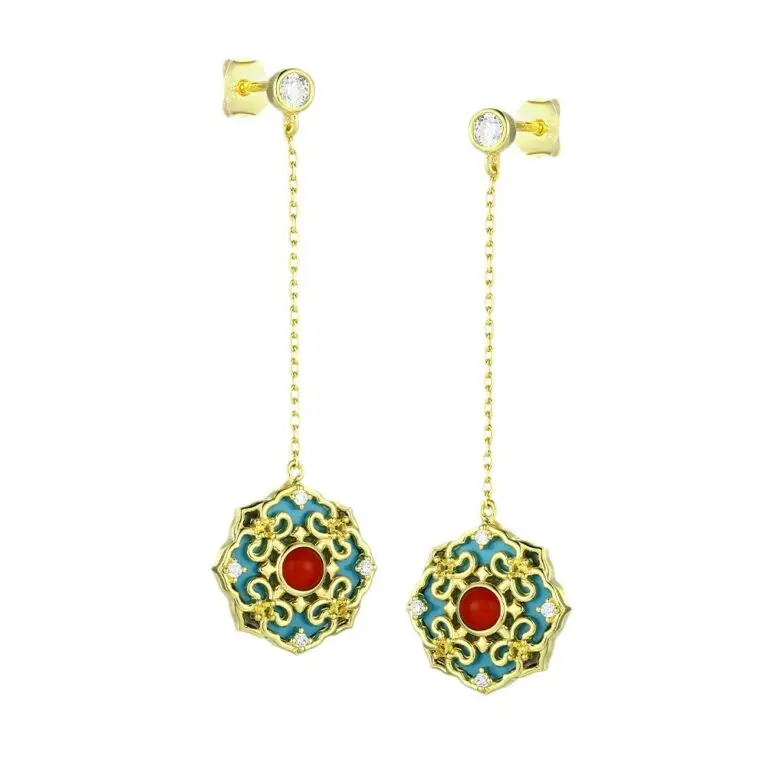 925 Silver Earrings | Dunhuang-Inspired Long Tassel with Turquoise | Elegant & Luxurious