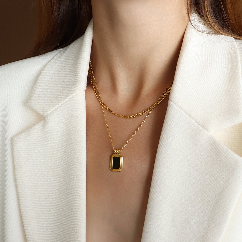 Layered titanium necklace office jewelry
