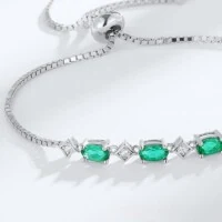 Egg Shape Bracelet: S925 Silver Feng Shui Jewelry with Lab Emerald for Wealth & Career - image 3