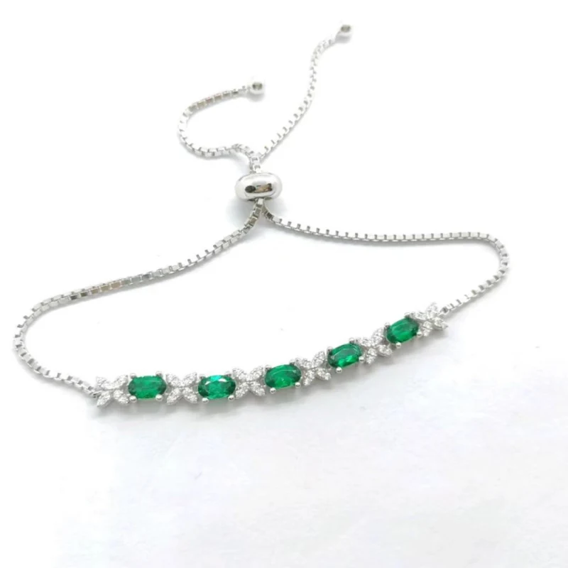 Egg Shape Bracelet: S925 Silver Feng Shui Jewelry with Lab Emerald for Wealth & Career - image 5
