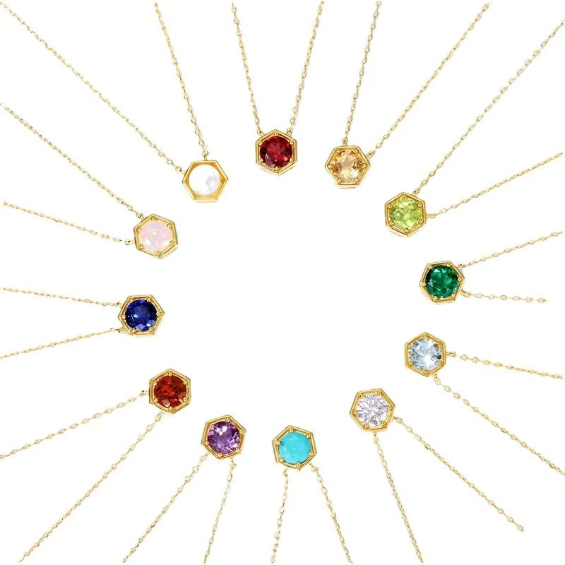 Zodiac Birthstone Necklace: 12 Feng Shui Gemstones in S925 Silver Necklace  |  Earrings
