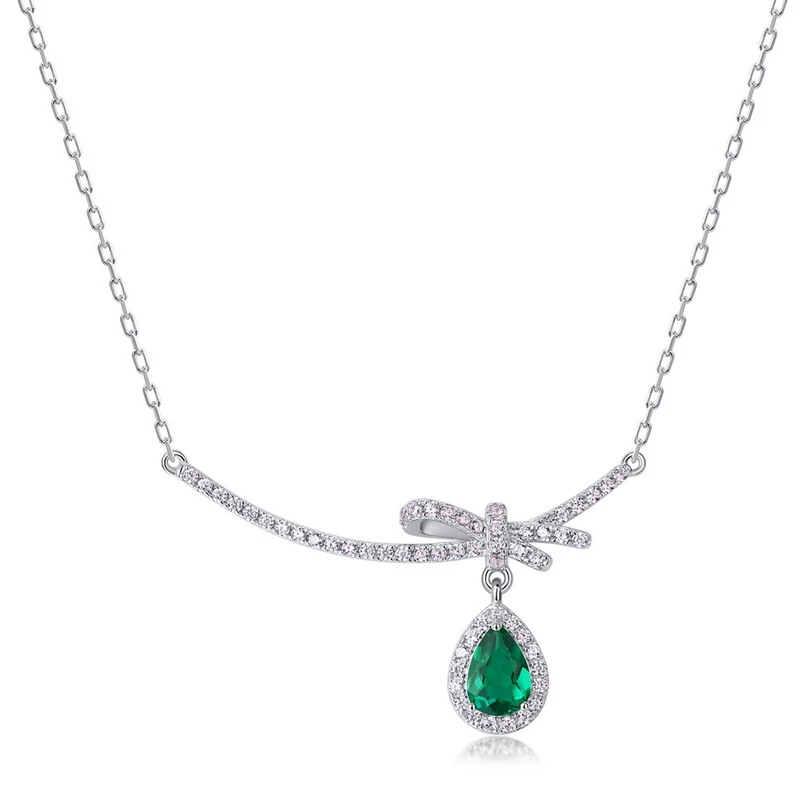 Butterfly Emerald Necklace: S925 Silver Feng Shui Jewelry for Career Success