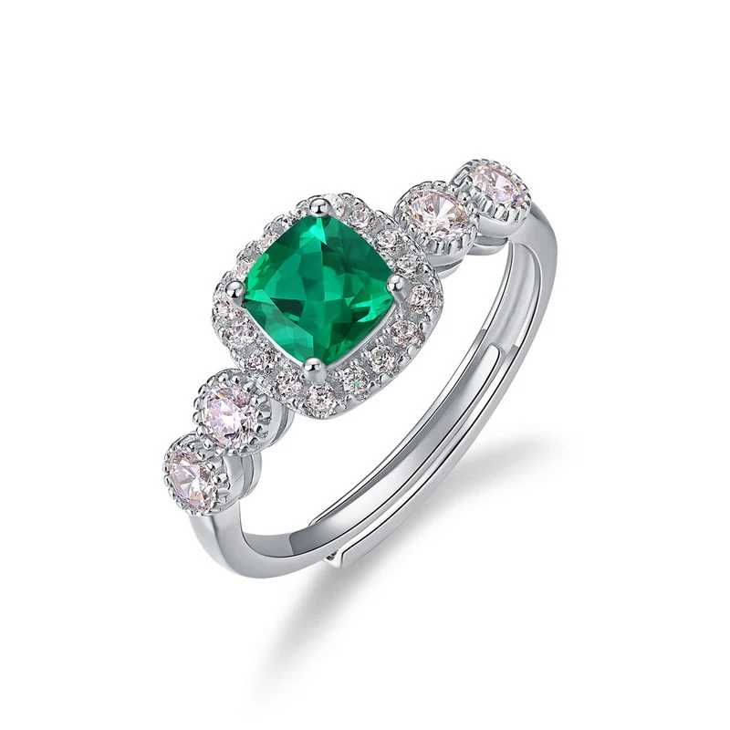 Lab Emerald Fan Drop Earrings in Sterling Silver | Diamond Accent Dangle Earrings for Women