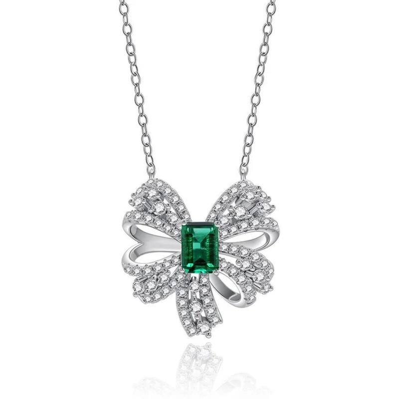 Emerald Butterfly Pendant Necklace