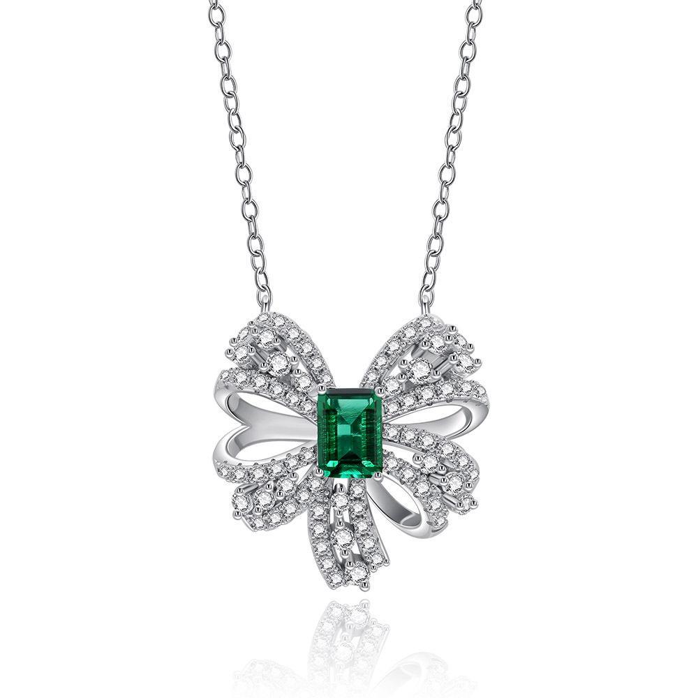Emerald Butterfly Pendant Necklace