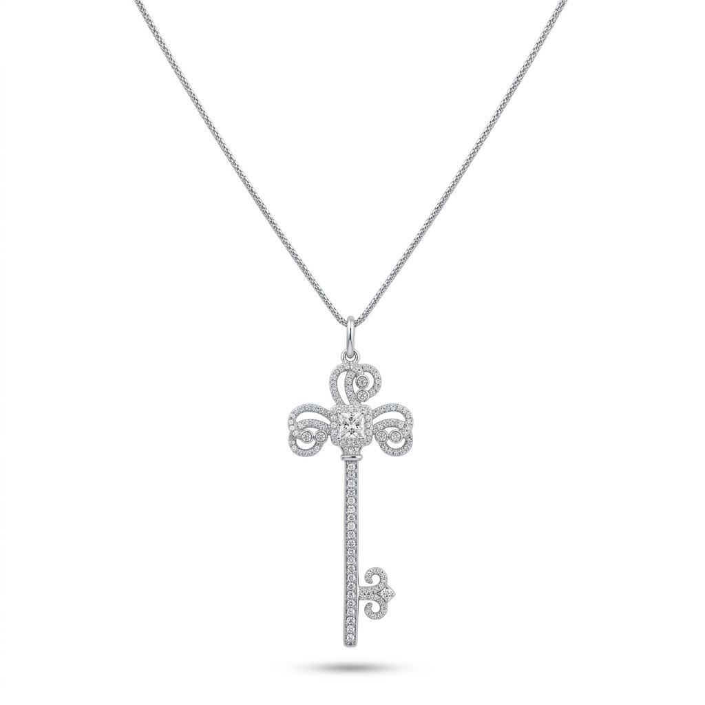 Radiant Solitaire Pendant Necklace in 18K Gold Plated Sterling Silver