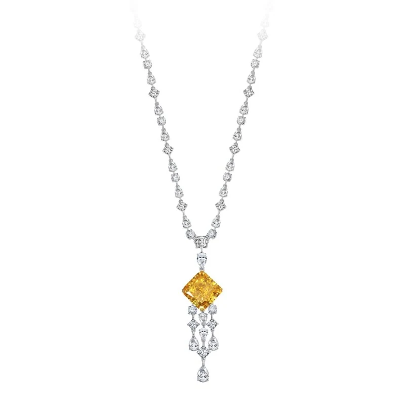 Yellow Diamond Tassel Necklace | 24ct Cushion Cut