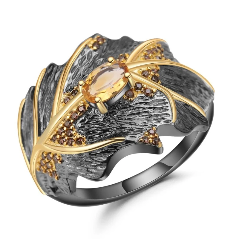 Vintage Designer Natural Gemstone Ring 925 Silver Italian Craftsmanship