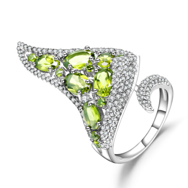 Italian Craftsmanship Designer Open Ring - Exaggerated Luxury S925 Silver Natural Peridot Ring
