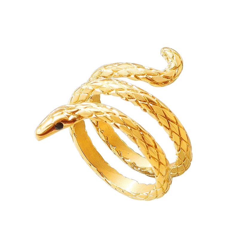 Contemporary Cold Style Snake Ring for Women, tarnish-resistant Cool Trendy Titanium Steel Ring