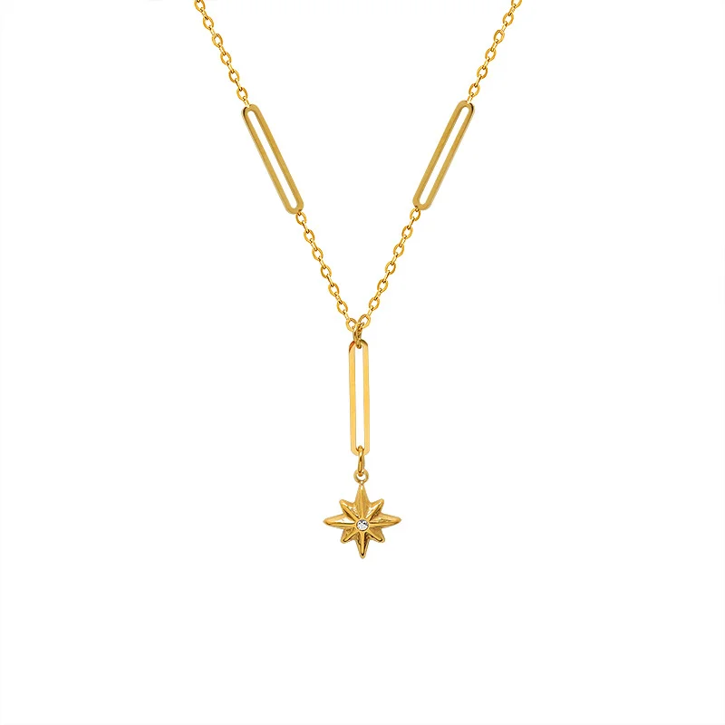 Korean Trend New Modern Minimalist Hexagram Pendant Choker Necklace Simple Tassel Jewelry Women