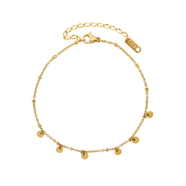 Ins Style Titanium Steel 18k Gold Leg Chain Round Tassel Beach Jewelry S113