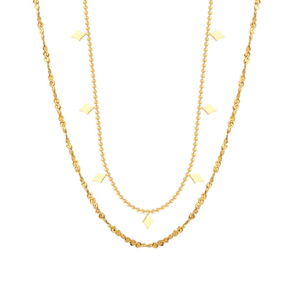 Euro-American Simple Ins-Style Double-Layer Choker, Titanium Steel, Fade-Resistant