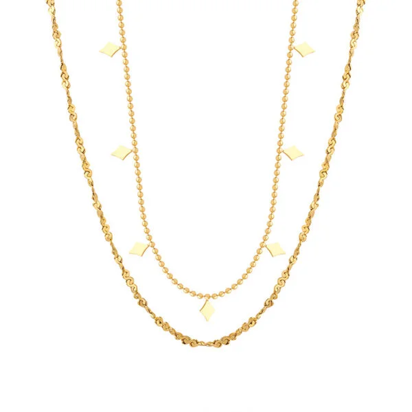 Euro-American Simple Ins-Style Double-Layer Choker, Titanium Steel, Fade-Resistant