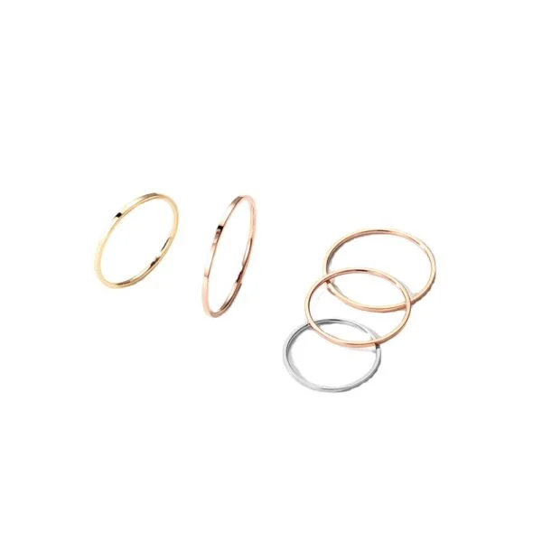 Korean Ins Style Minimalist Thin Tail Ring for Index Finger Titanium Steel 18K Gold Plating