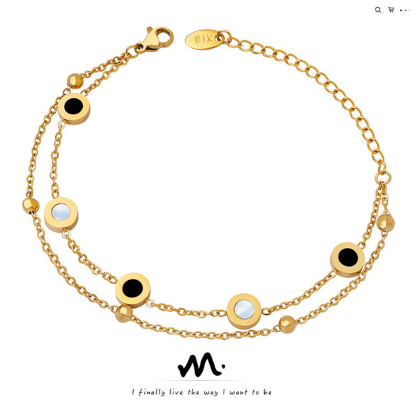 Roman Minimalist Cool Ins Style Niche Bracelet, Ti Steel Plated 18K Gold