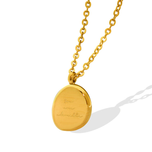Irregular Oval Pendant Choker Titanium Steel Gold Plated