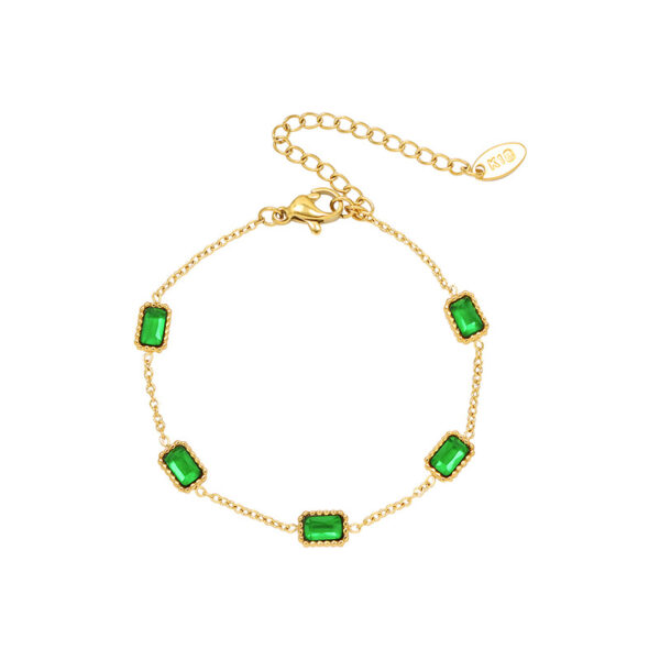 French Minimalist Square Emerald Zircon Stud Earrings 18K Gold Plated