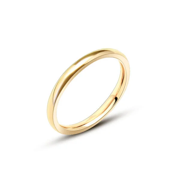 Titanium Steel Plain Ring 18K Gold Plated Non-fading