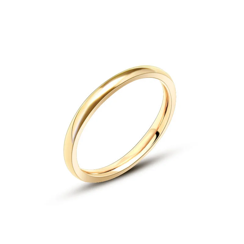 Titanium Steel Plain Band Ring — 18K Gold Plated, Tarnish-Resistant