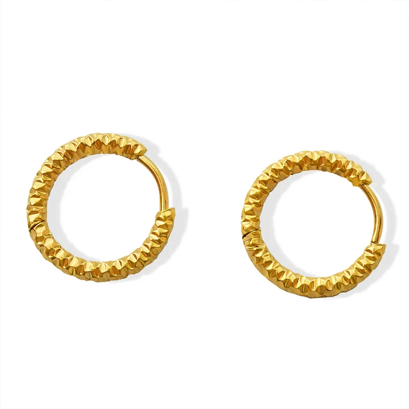 French Ins Style Titanium Steel 18K Gold Circle Earrings