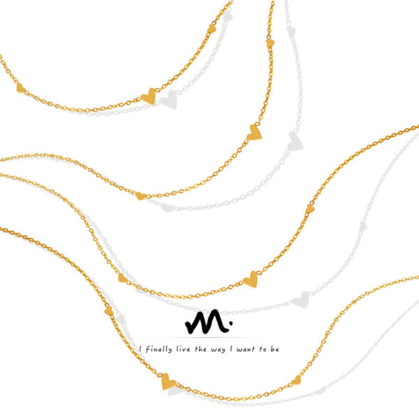 Minimalist Sweet-Cool Heart Choker, 18K Gold Plated Titanium Steel