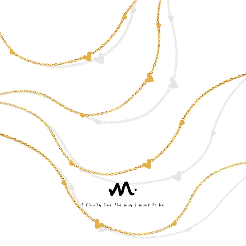 Minimalist Sweet-Cool Heart | Gold Titanium Steel Choker