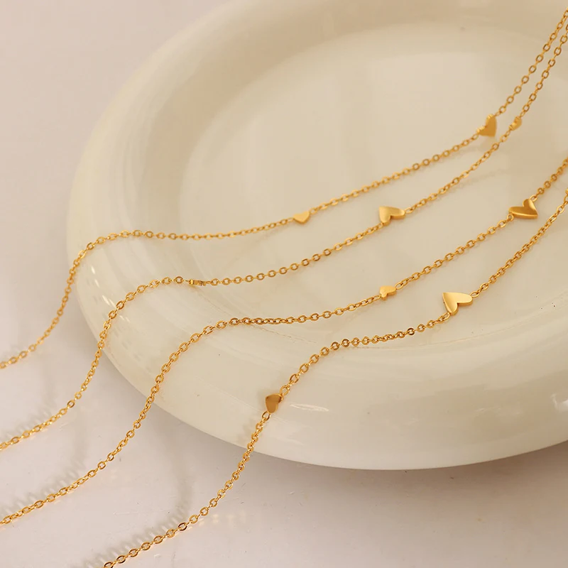 Minimalist Sweet-Cool Heart Choker, 18K Gold Plated Titanium Steel - image 2