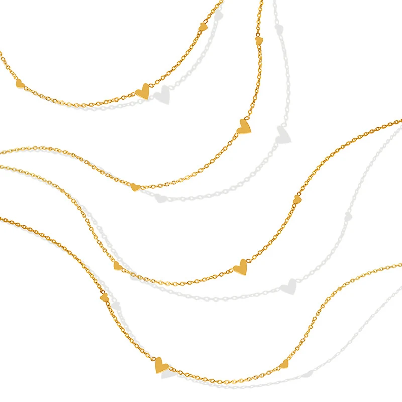 Minimalist Sweet-Cool Heart Choker, 18K Gold Plated Titanium Steel - image 5