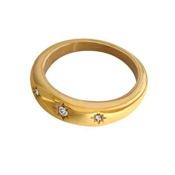 Fashion Minimalist Zircon Stainless Steel Ring 18K Gold Plated
