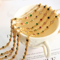 Multi-Color CZ Fish Eye Bracelet Necklace Set Copper