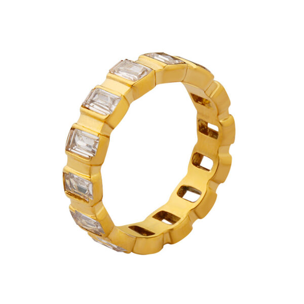 Trendy Full Zircon Ring Titanium Steel Gold Plated Index Finger Ring