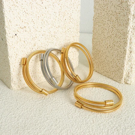 Ins Minimalist Snake Bone Chain Layered Gold Bracelet