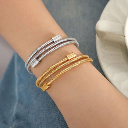 Ins Minimalist Snake Bone Chain Layered Gold Bracelet