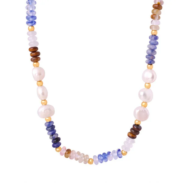 New Vintage Baroque Freshwater Pearl Natural Stone Abacus Beads Handmade Necklace