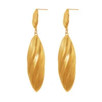 Vintage Stripe Seashell Dangle Earrings 18K Gold Plated