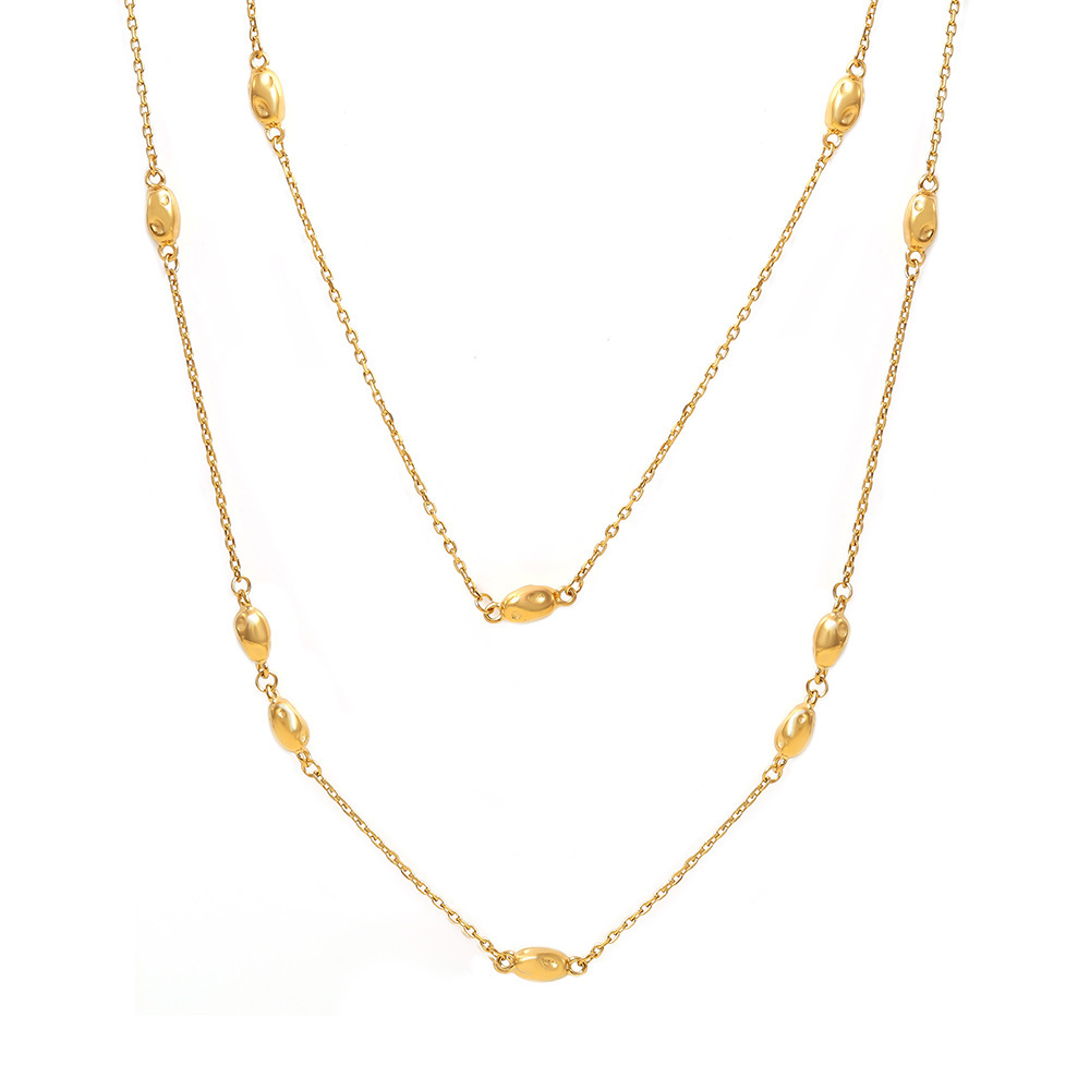 Gold Double-Layer Bead Long Necklace