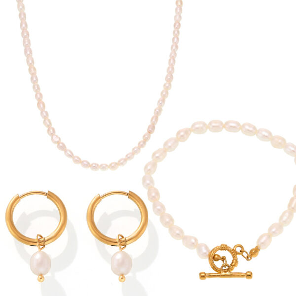 Mili Baroque Freshwater Pearl Necklace Bracelet Earrings Set, Ins Sweet Gift