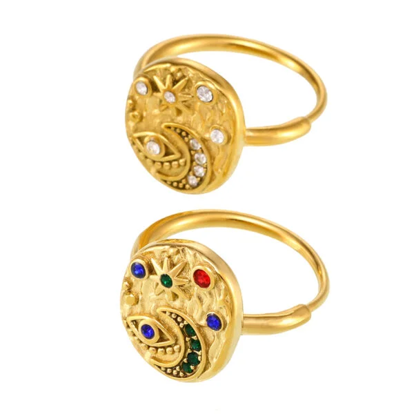 Mili Hot Selling 5A CZ Ring - Star Moon Evil Eye Pinky Ring Gift