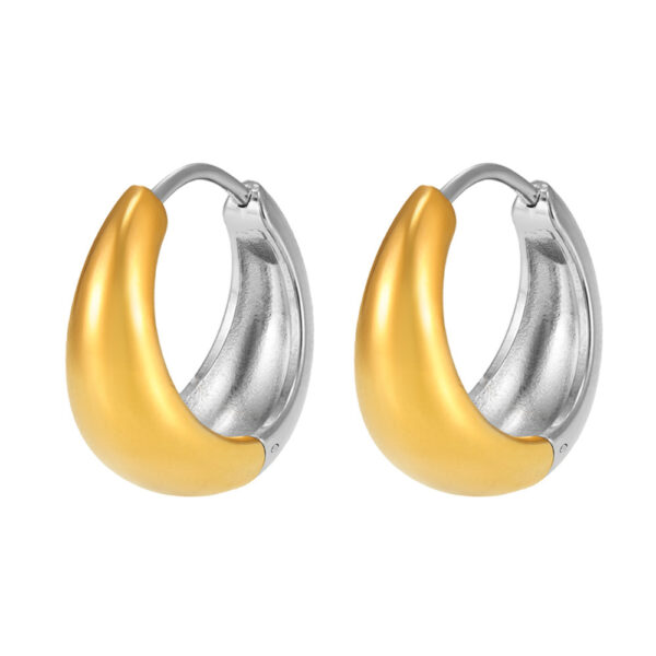 Ins Style Minimalist Hoop Earrings, Stainless Steel Two-Tone High Polish