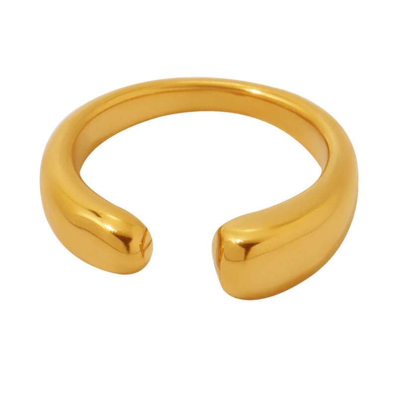 Simple Minimalist Open Ring, Style, Stainless Steel PVD Coated 18K Gold