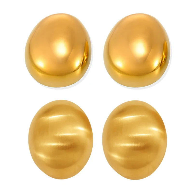 Oval Matte Brushed | Gold Plated Earrings