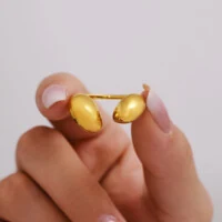 18K Gold Plated Water Drop Open Ring | Trendy Stainless Steel