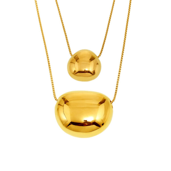 Mili European-style Round Pendant Necklace, Stainless Steel 18K Gold, Light Luxury