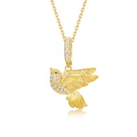 925 Sterling Silver Real Gold Plated Magpie Pendant Necklace