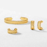 Crystal Pave French Brushed S925 Silver Open Bangle