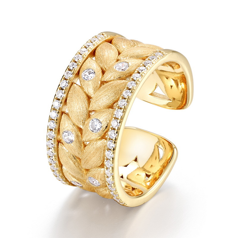S925 Sterling Silver Gold-Plated Wheat Ear Vintage French Ring
