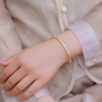 Mobius Gold-Plated Zircon Bangle Bracelet, Unisex Luxury Wed