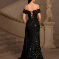 Black Sequin Off-shoulder Dress 6
