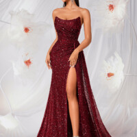 Burgundy Sequin Mermaid Fitted | Polyester–Spandex Knit detail 6